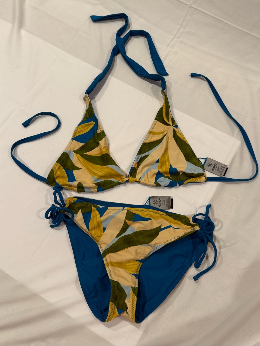 Hurley Tropical Triangle Halter Bikini Swimsuit, Size S - NWOT